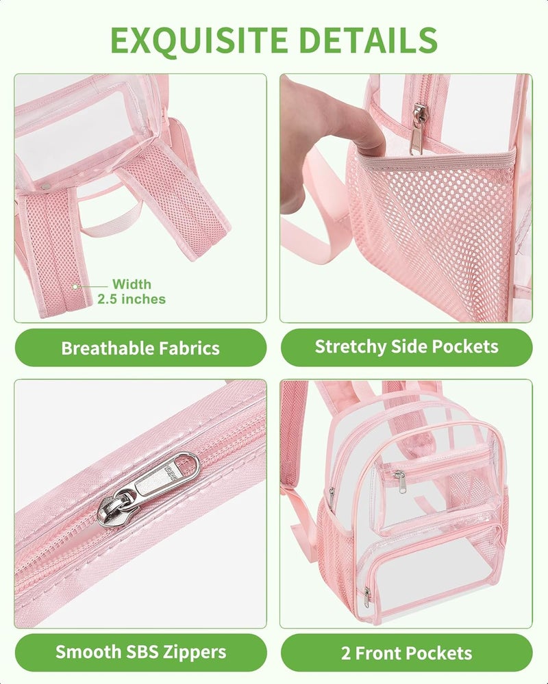 MAYTREE Small Clear Backpack Stadium Approved for Women and Men Clear Bag for Stadium Events Concert Sporting Festival, Princess Pink - Image 4